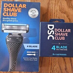 NEW DSC Dollar Shave Club 4-Blade Cartridges, 10 total with one handle included!